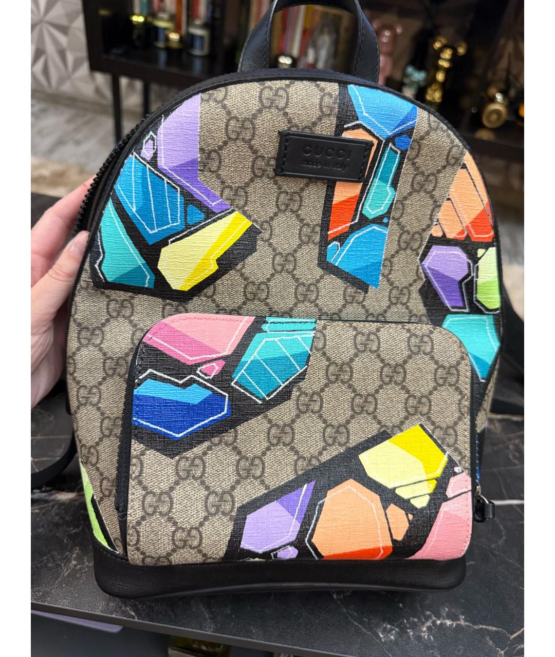 GUCCI Хаки кожаный рюкзак, фото 9