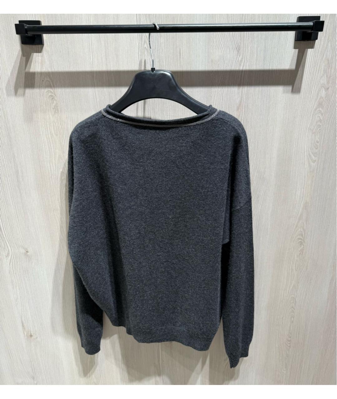 BRUNELLO CUCINELLI Антрацитовый шерстяной джемпер / свитер, фото 5