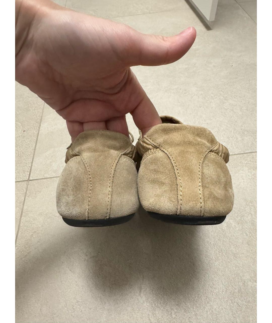 PRADA Бежевые замшевые кроссовки, фото 3