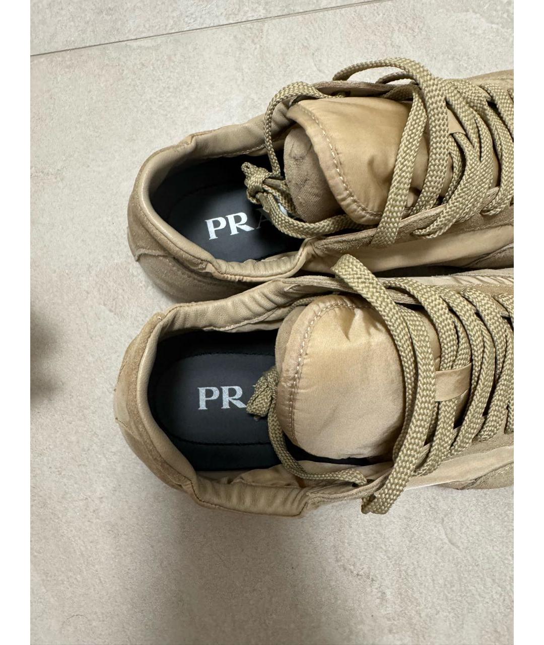 PRADA Бежевые замшевые кроссовки, фото 6