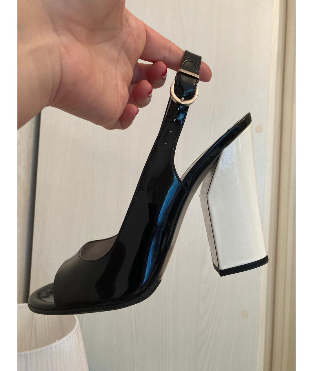 CASADEI Черные босоножки из лакированной кожи, фото 4