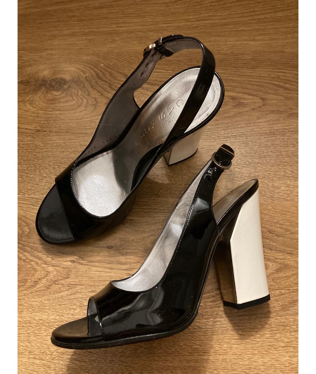 CASADEI Черные босоножки из лакированной кожи, фото 2