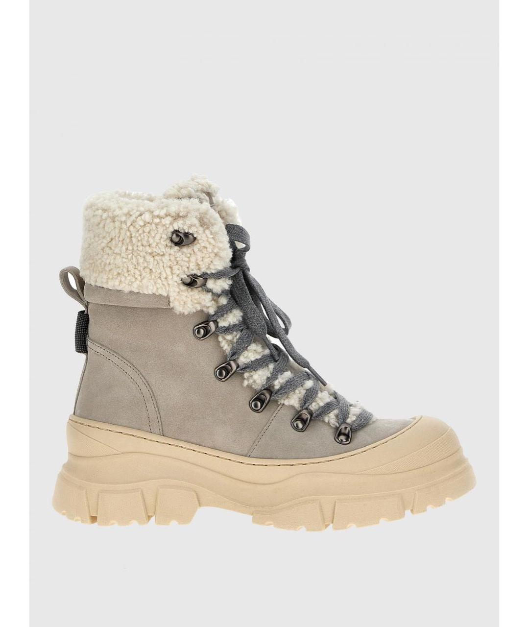 BRUNELLO CUCINELLI Серые замшевые полусапоги, фото 9