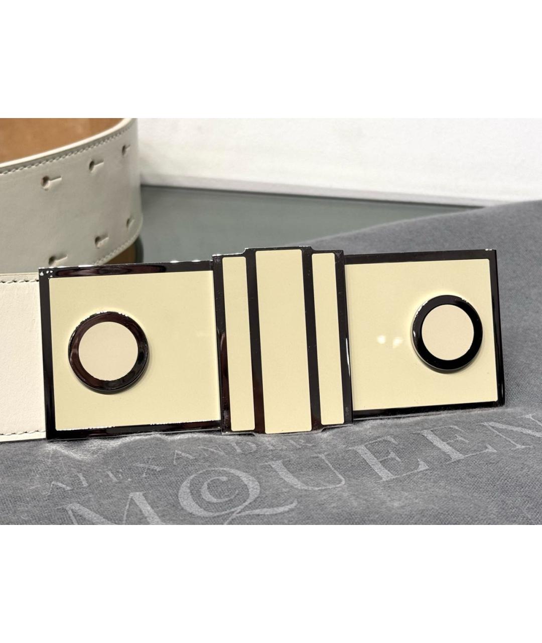 ALEXANDER MCQUEEN Белый кожаный ремень, фото 2