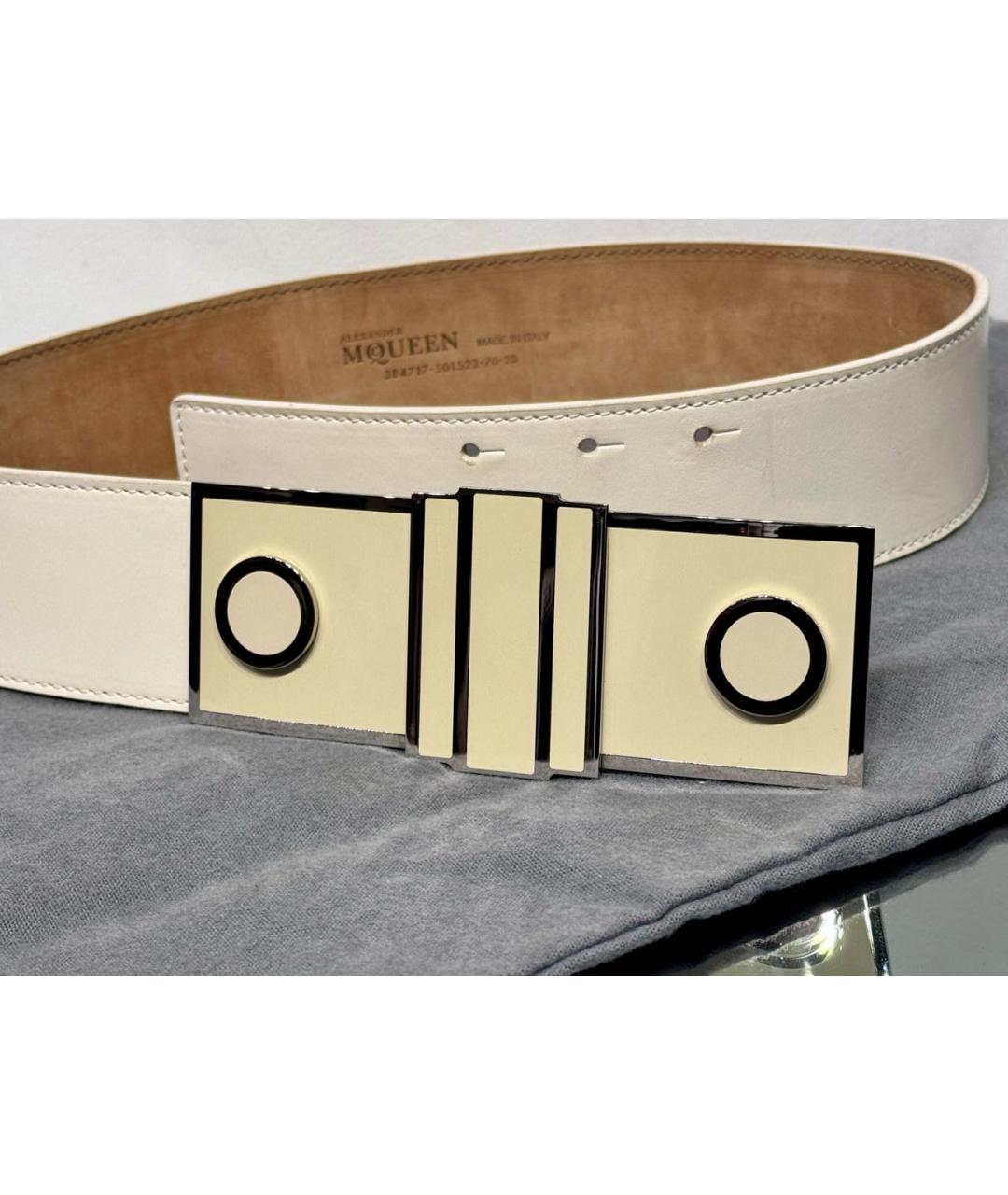 ALEXANDER MCQUEEN Белый кожаный ремень, фото 4