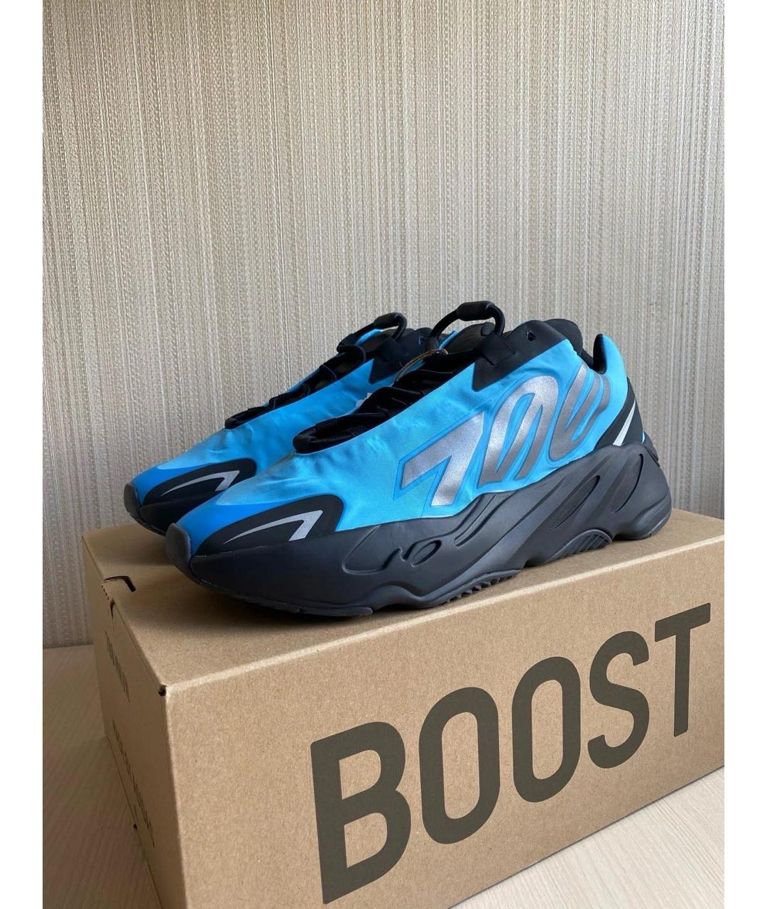 ADIDAS YEEZY Голубые текстильные низкие кроссовки / кеды, фото 3