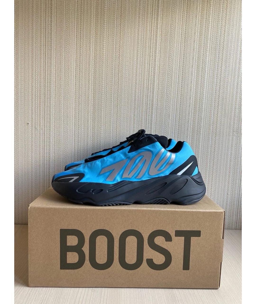 ADIDAS YEEZY Голубые текстильные низкие кроссовки / кеды, фото 4