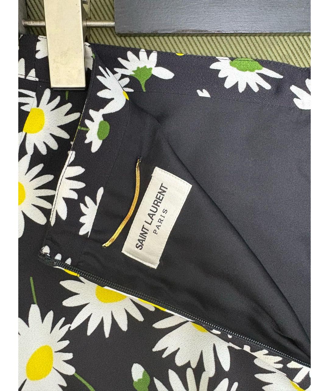 SAINT LAURENT Черная шелковая юбка мини, фото 3