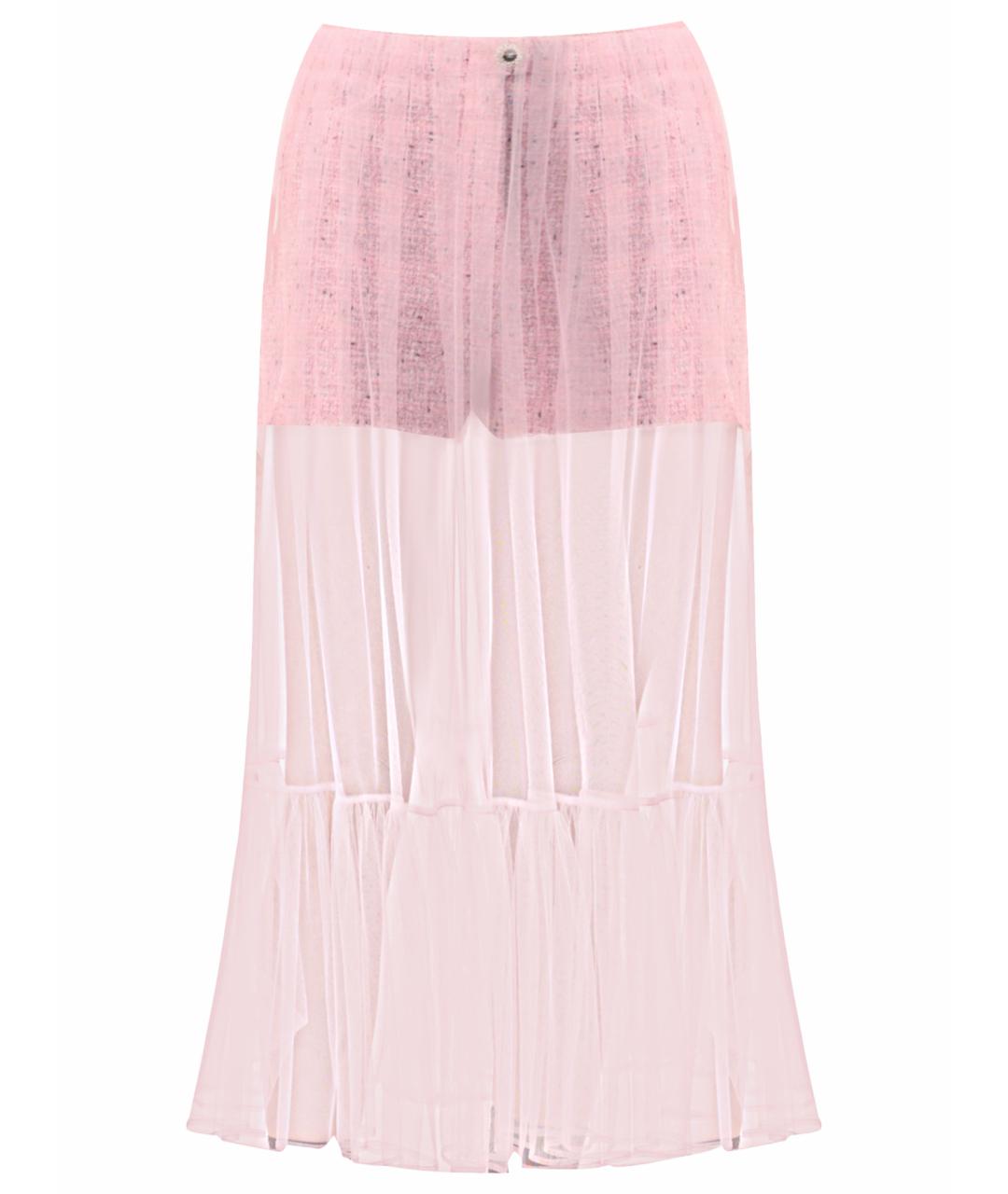 CHANEL Розовая шифоновая юбка миди, фото 1