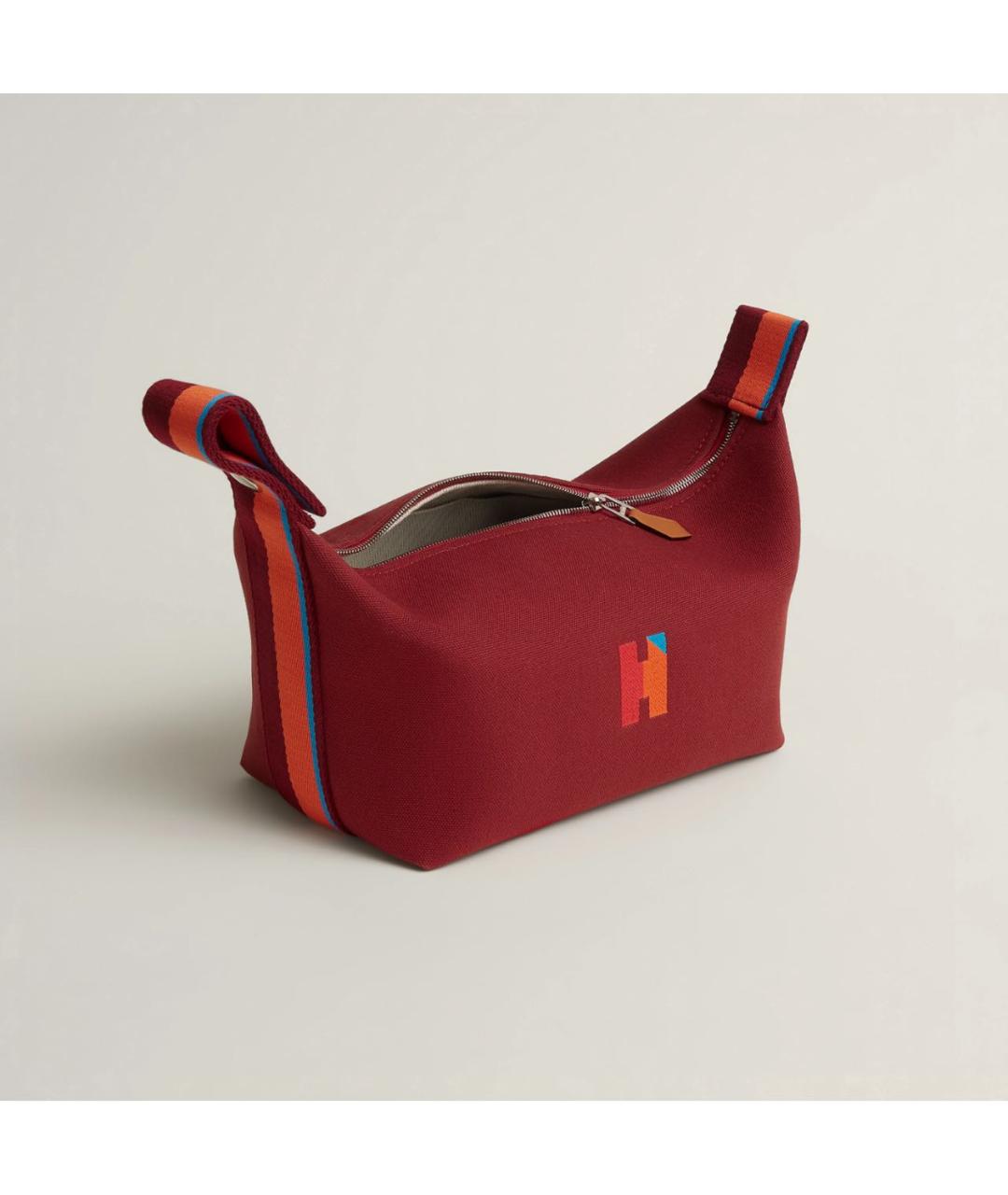 HERMES Бордовая хлопковая косметичка, фото 2