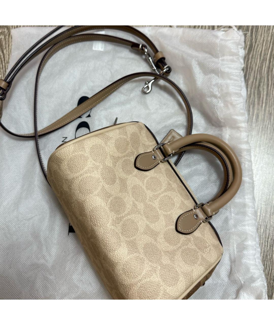 COACH Коричневая кожаная сумка через плечо, фото 3