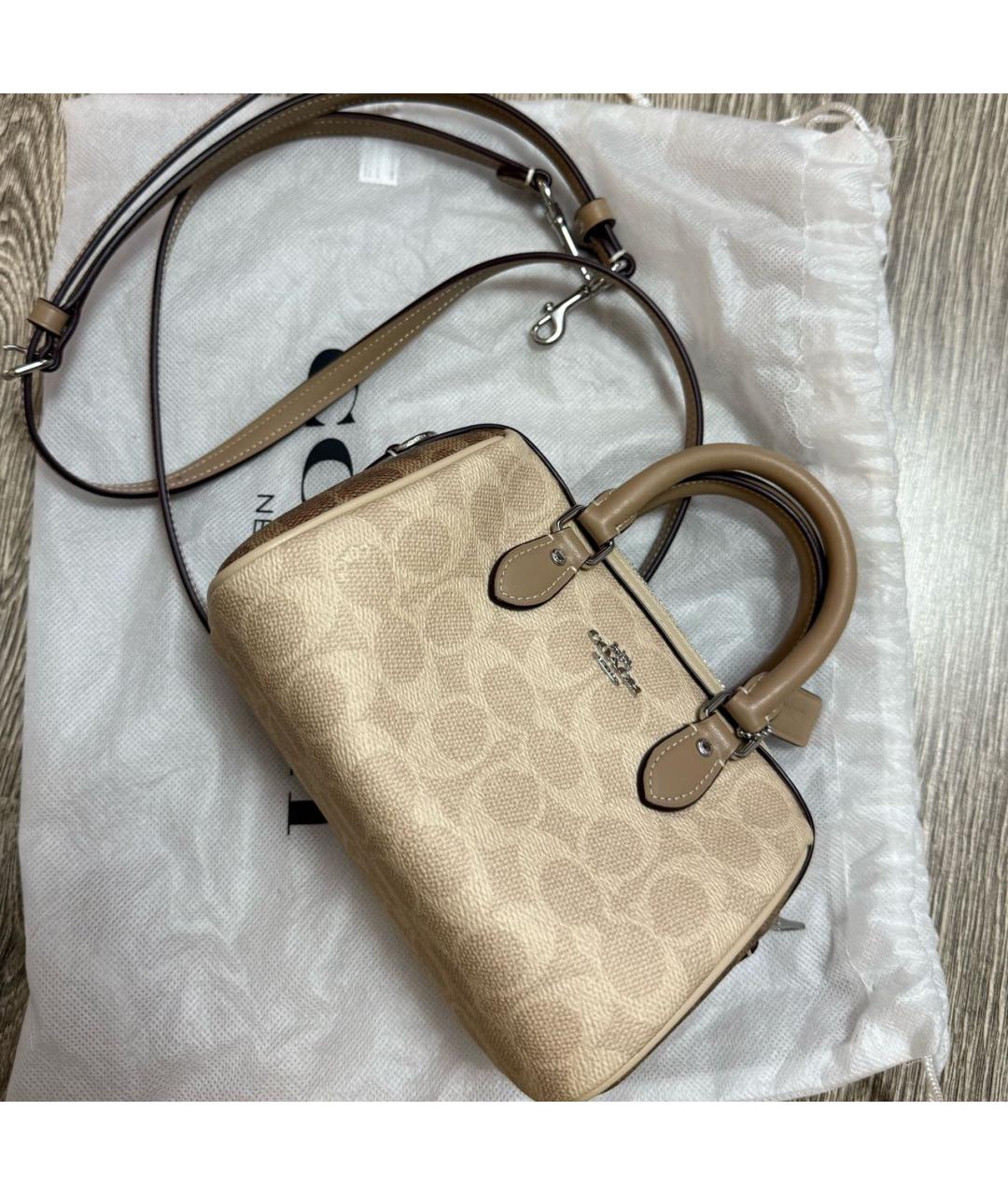 COACH Коричневая кожаная сумка через плечо, фото 2