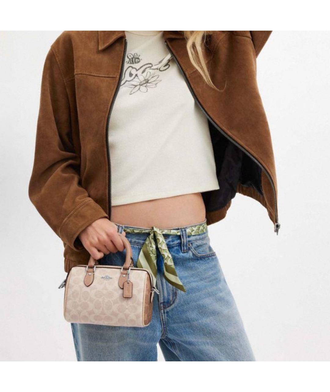 COACH Коричневая кожаная сумка через плечо, фото 4