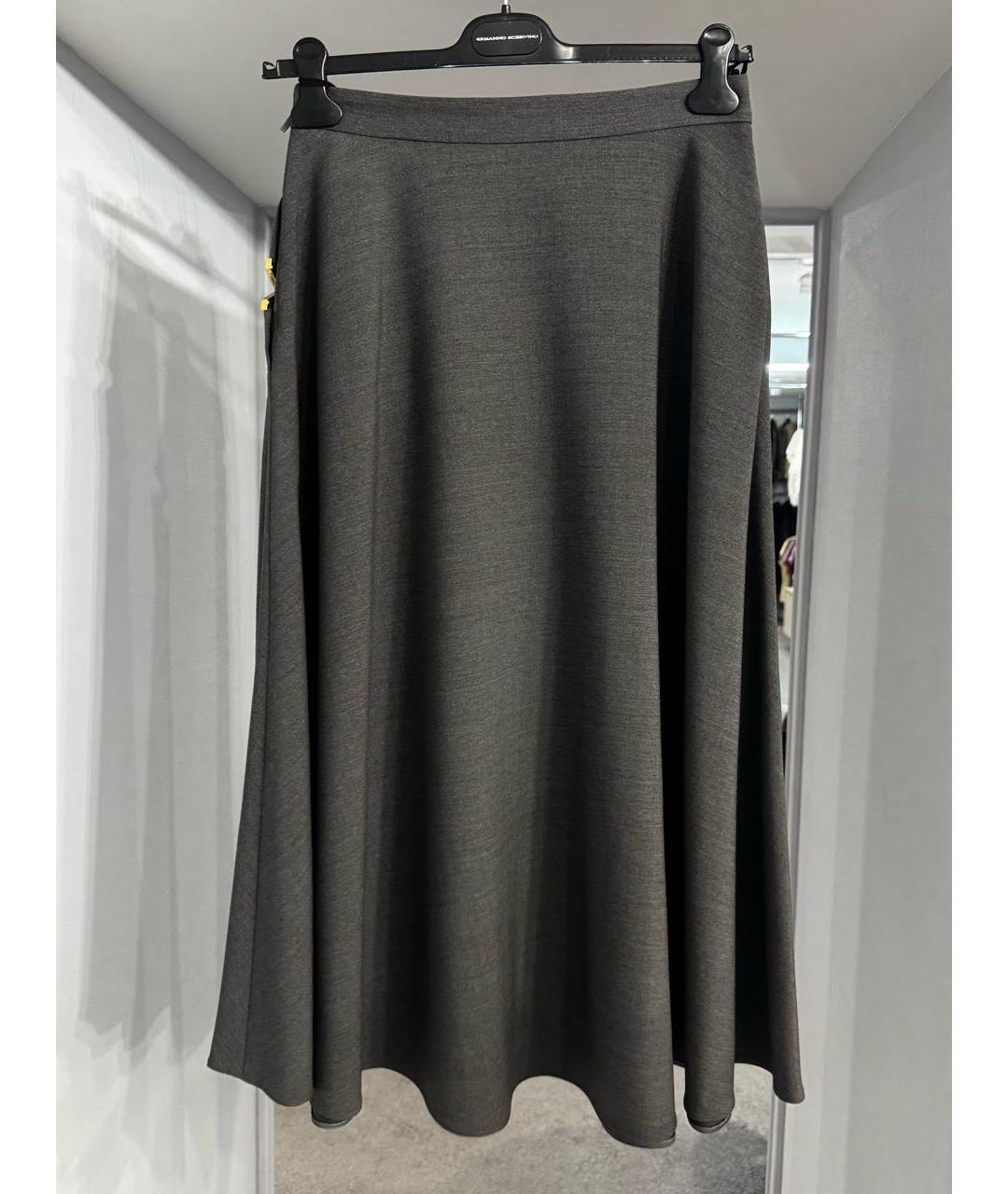 VALENTINO Антрацитовая шерстяная юбка миди, фото 2