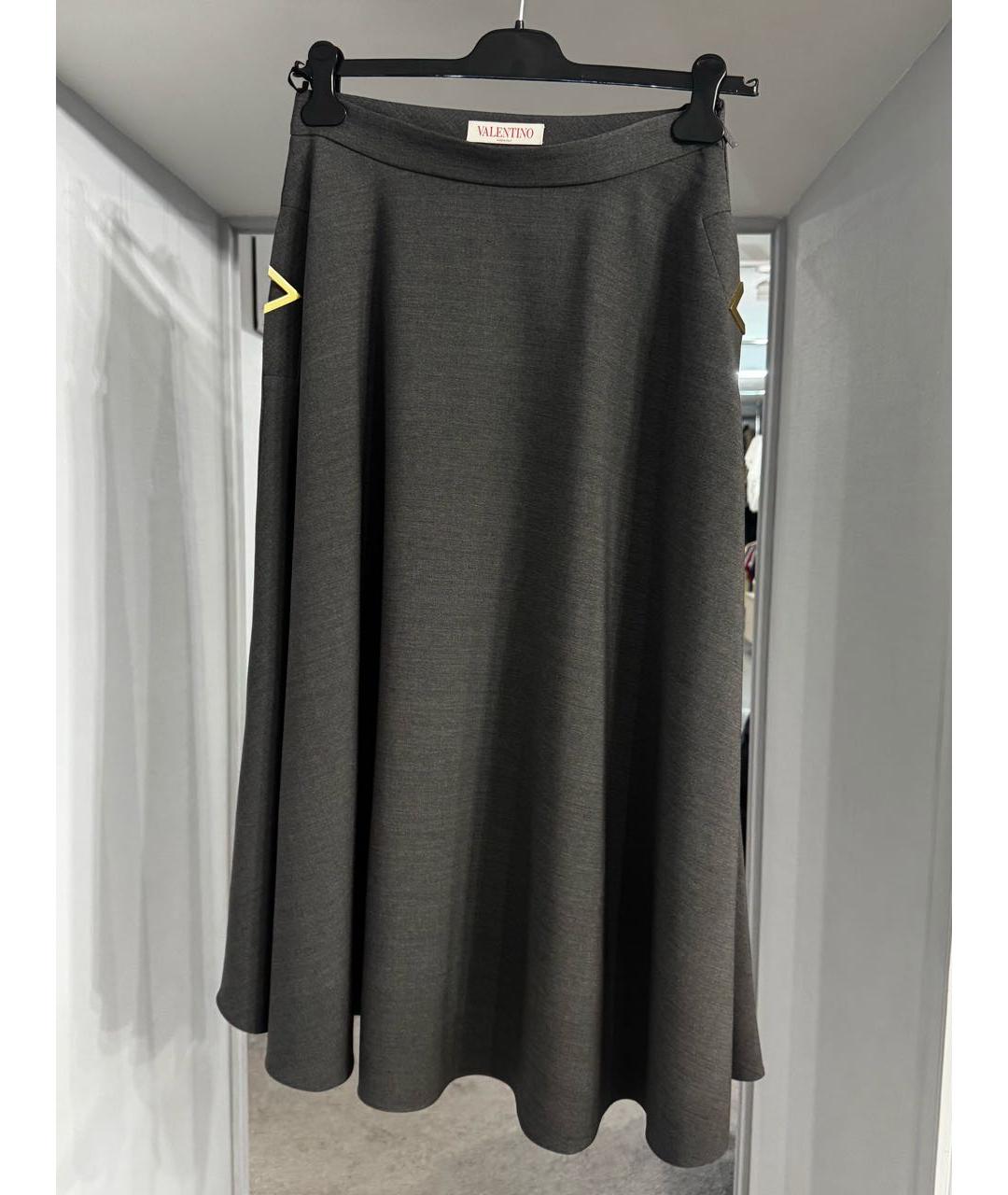 VALENTINO Антрацитовая шерстяная юбка миди, фото 4