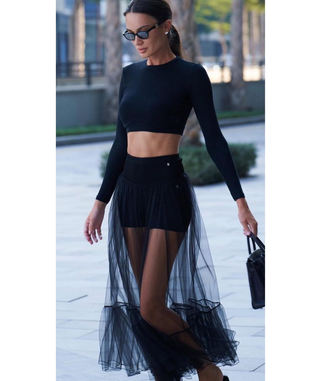 CHANEL Черная шифоновая юбка миди, фото 6