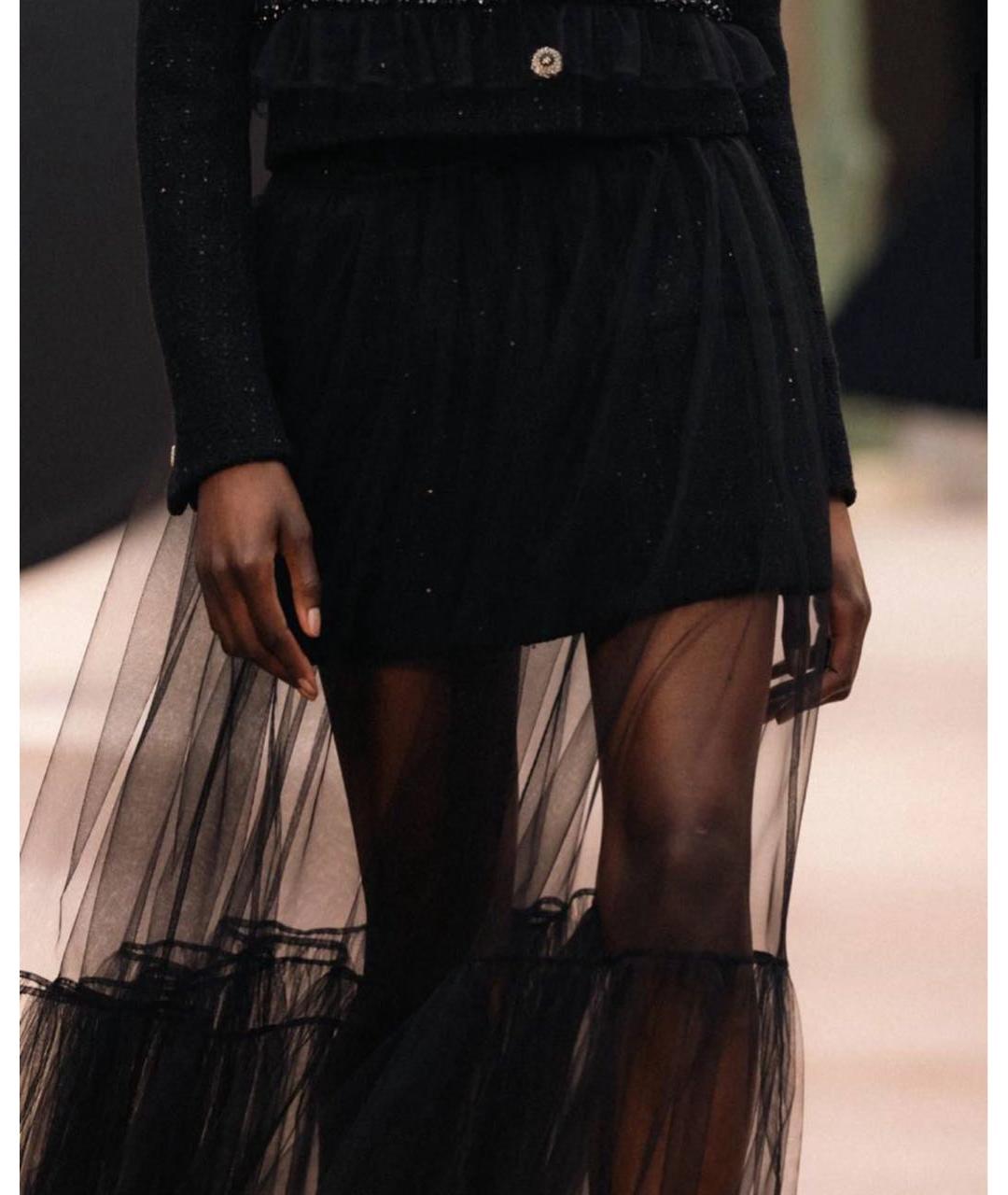 CHANEL Черная шифоновая юбка миди, фото 2