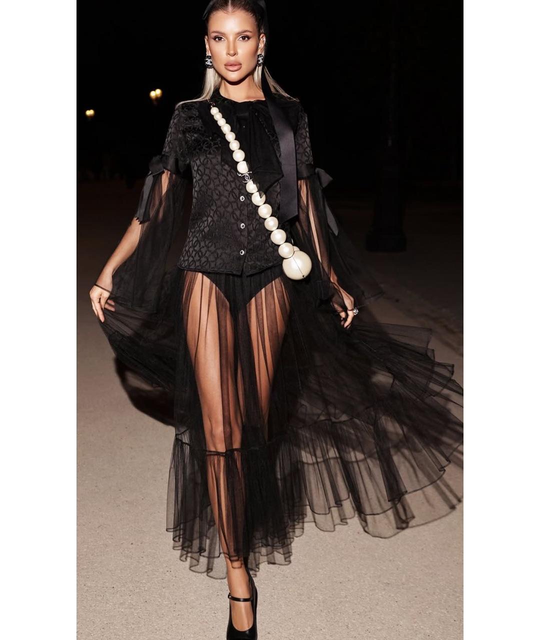 CHANEL Черная шифоновая юбка миди, фото 8