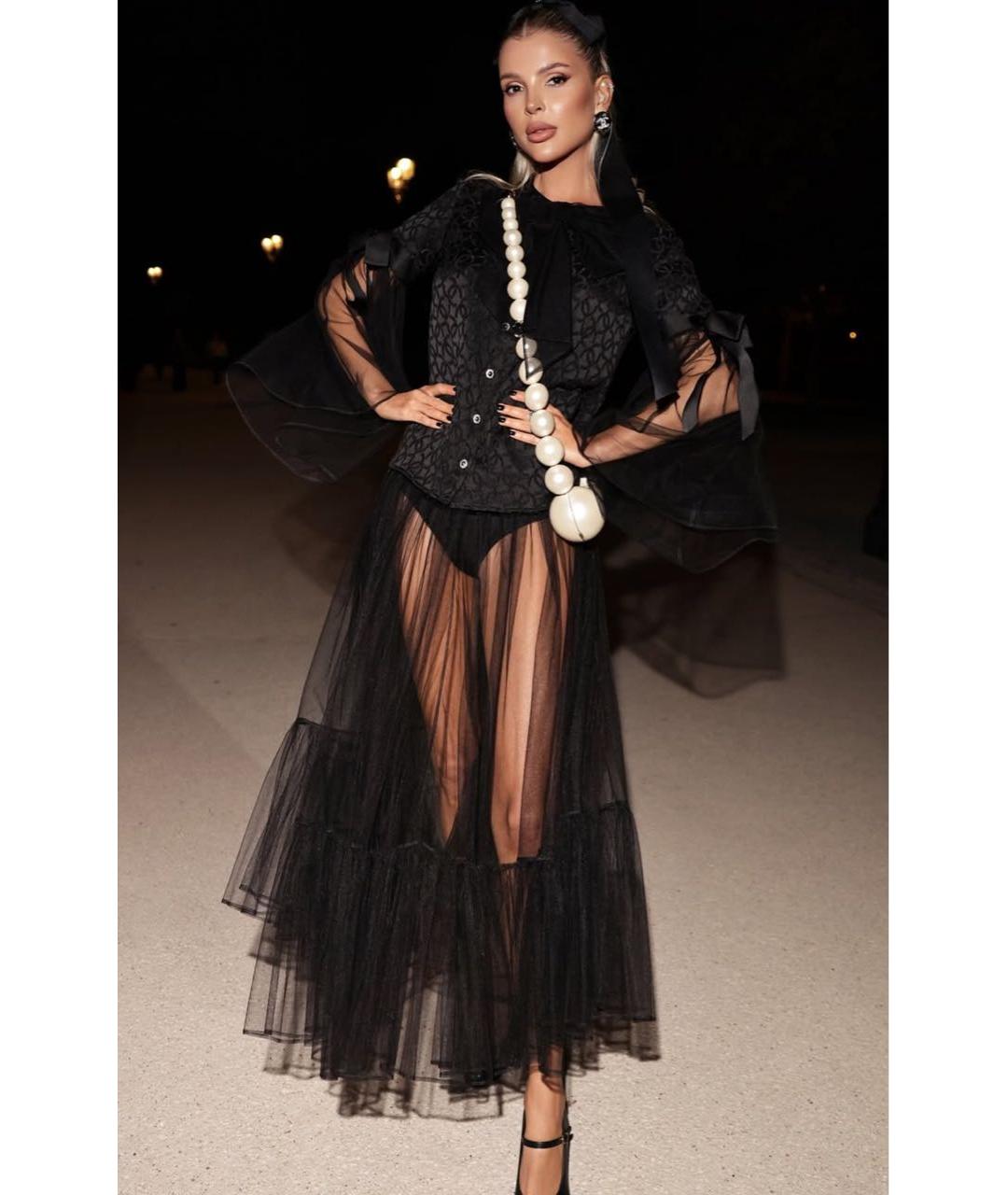 CHANEL Черная шифоновая юбка миди, фото 7