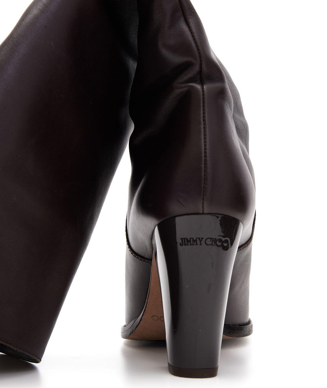 JIMMY CHOO Коричневые кожаные сапоги, фото 4