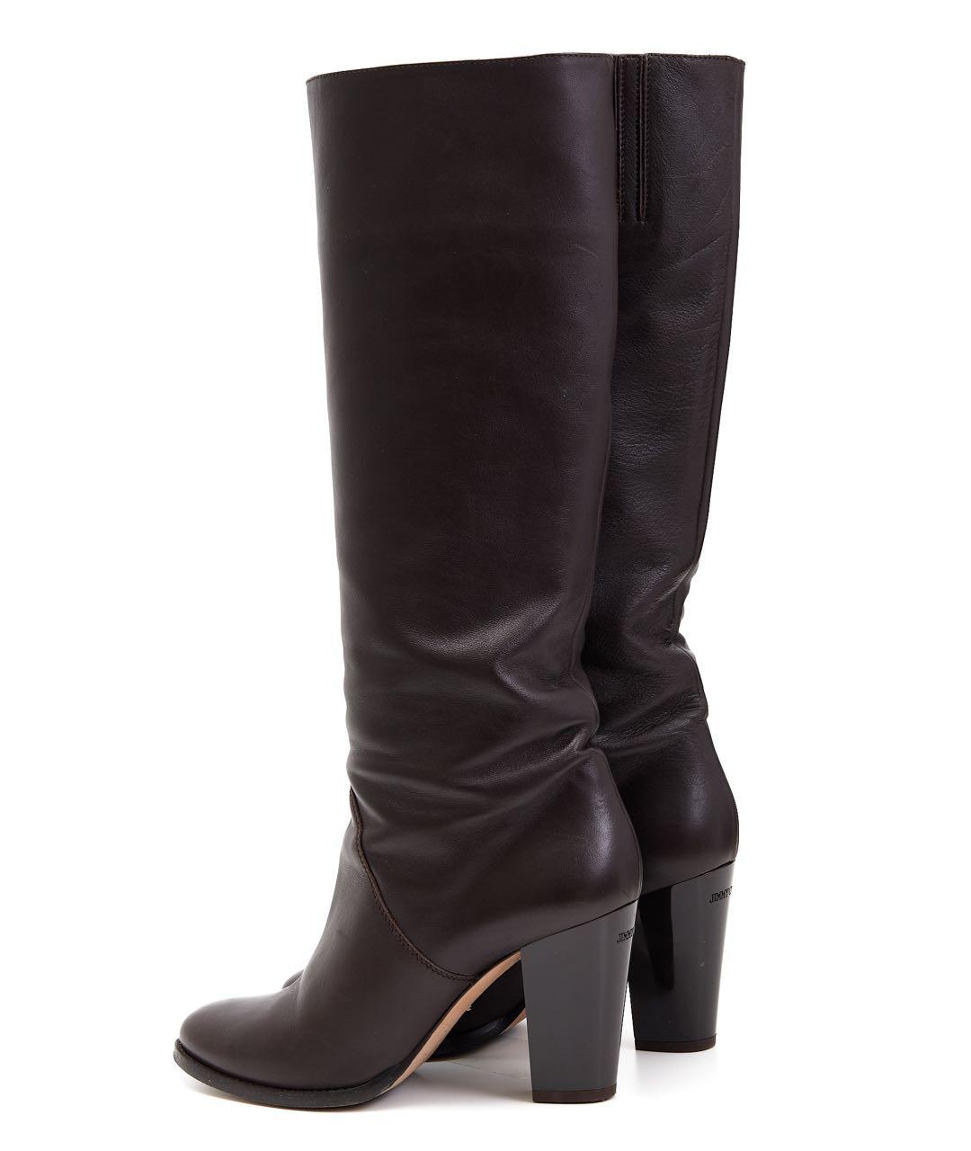 JIMMY CHOO Коричневые кожаные сапоги, фото 5