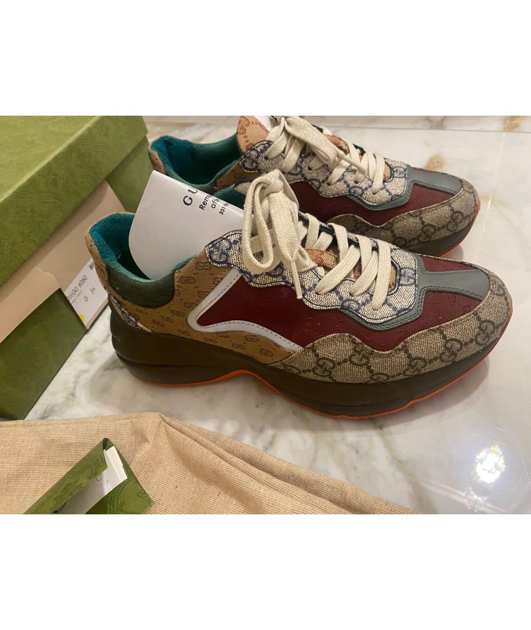 GUCCI Мульти кожаные кроссовки, фото 2