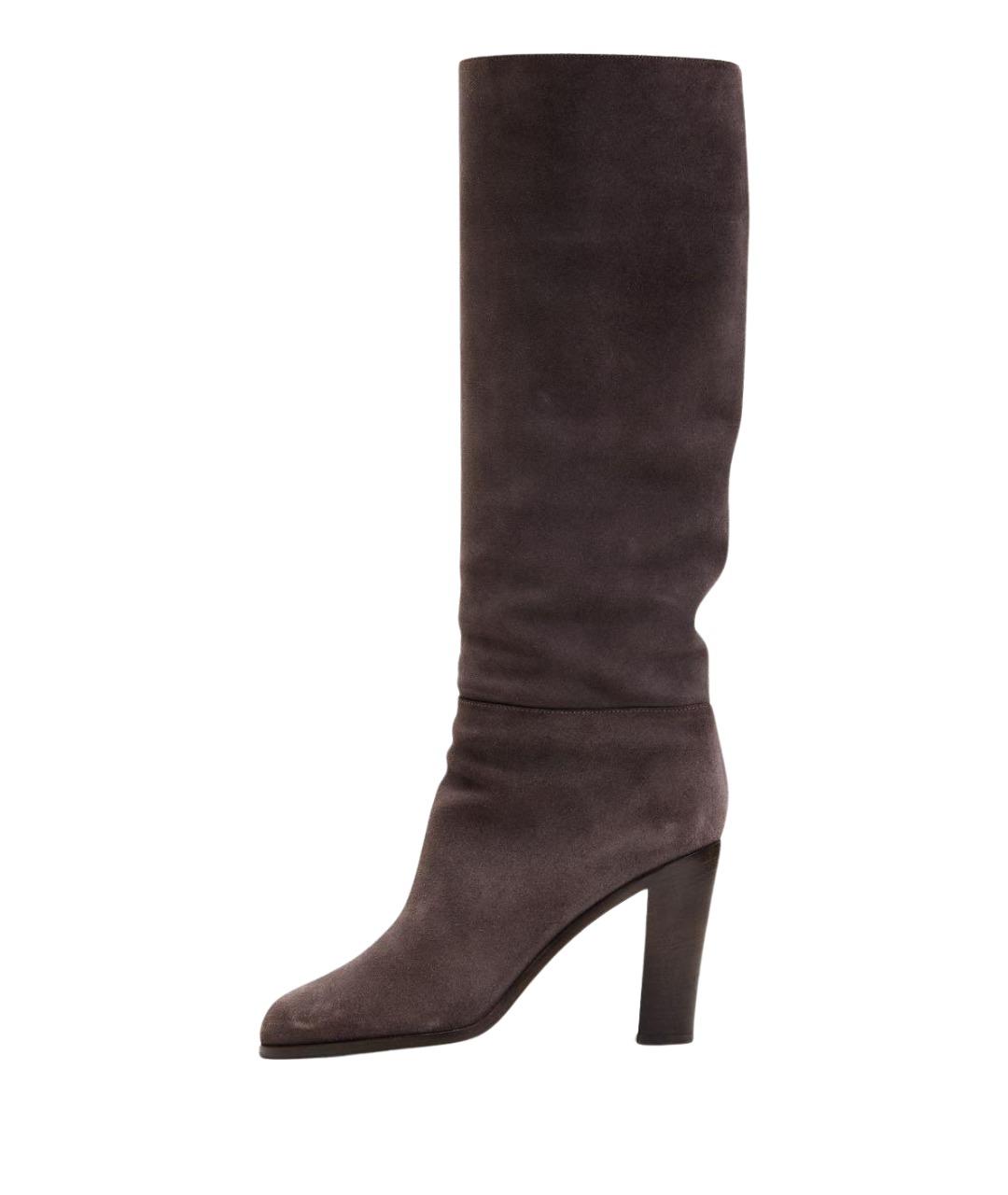 GIANVITO ROSSI Коричневые замшевые сапоги, фото 7