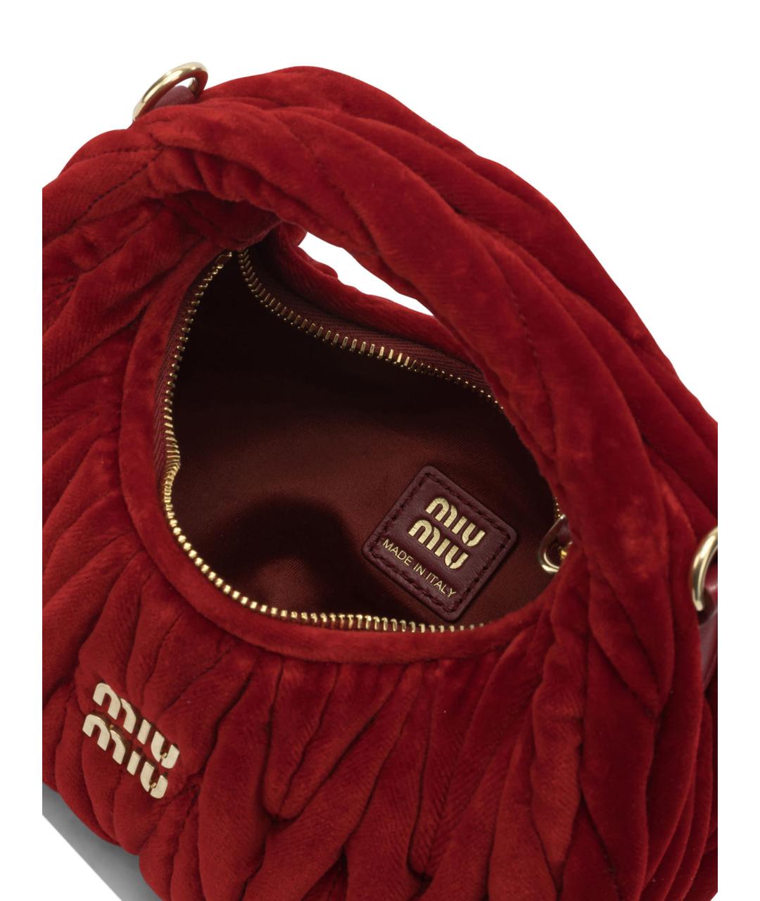 MIU MIU Красная хлопковая сумка с короткими ручками, фото 5