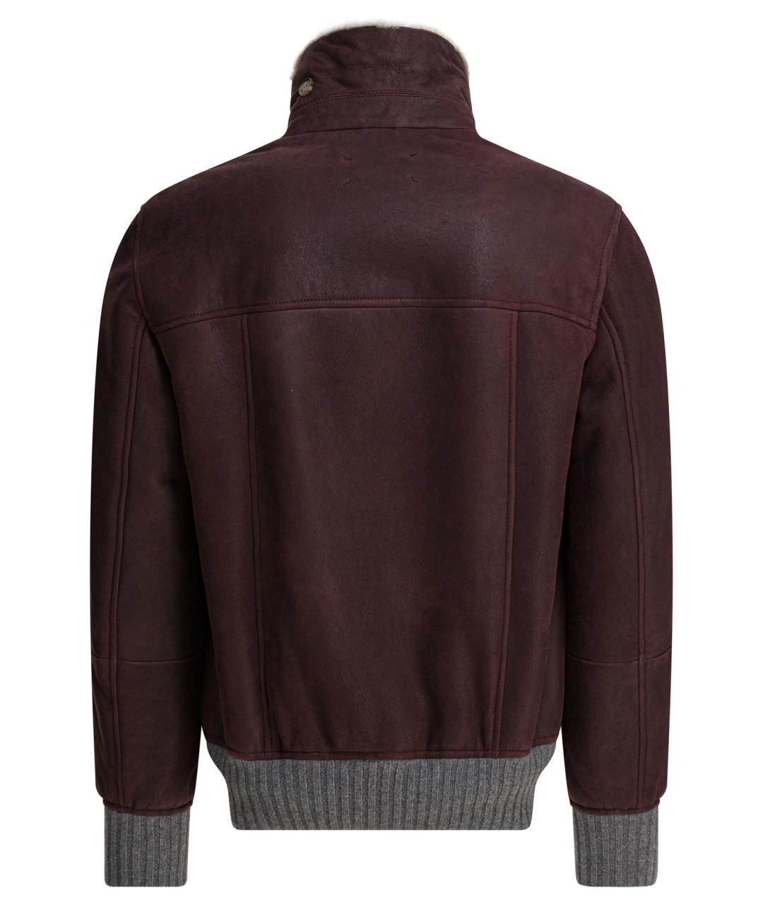 BRUNELLO CUCINELLI Бордовая кожаная дубленка/шуба, фото 2