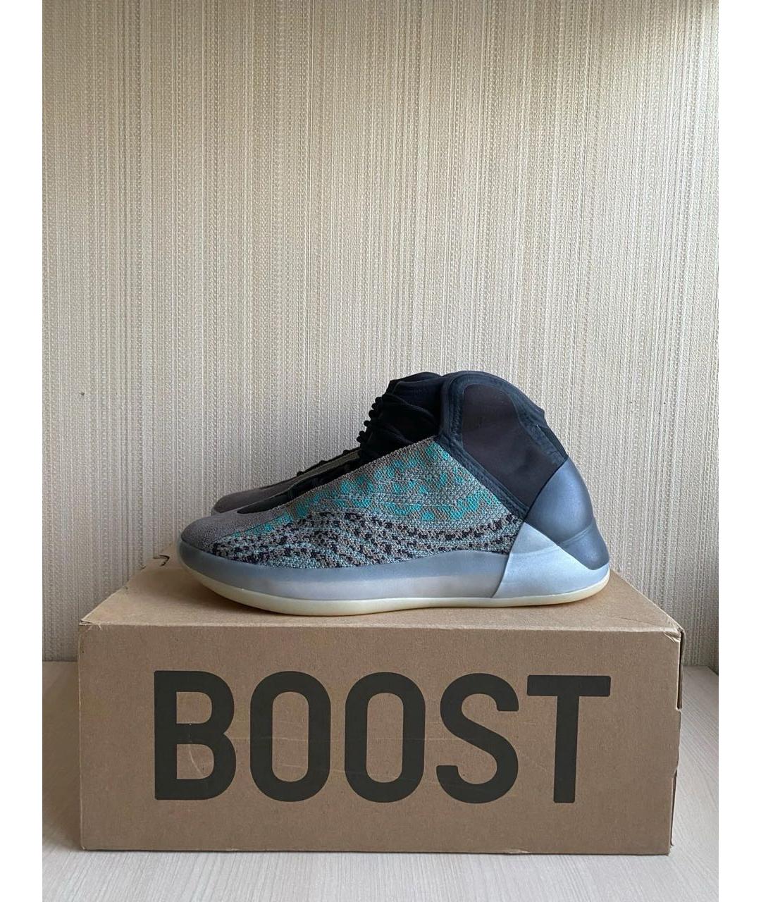 ADIDAS YEEZY Серые текстильные высокие кроссовки / кеды, фото 3