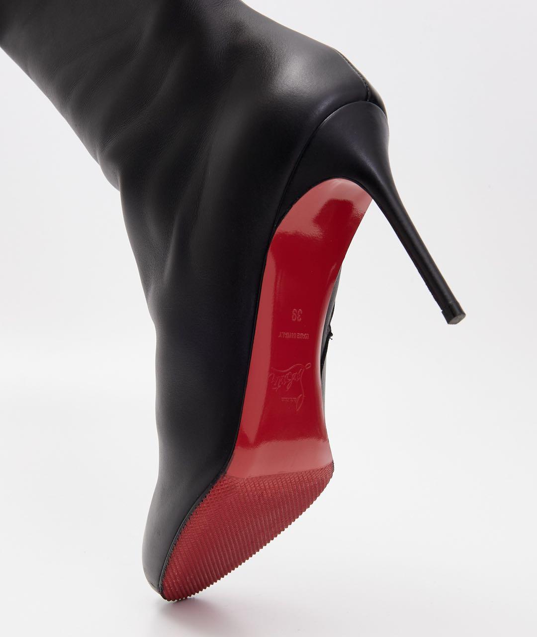 CHRISTIAN LOUBOUTIN Черные кожаные сапоги, фото 3