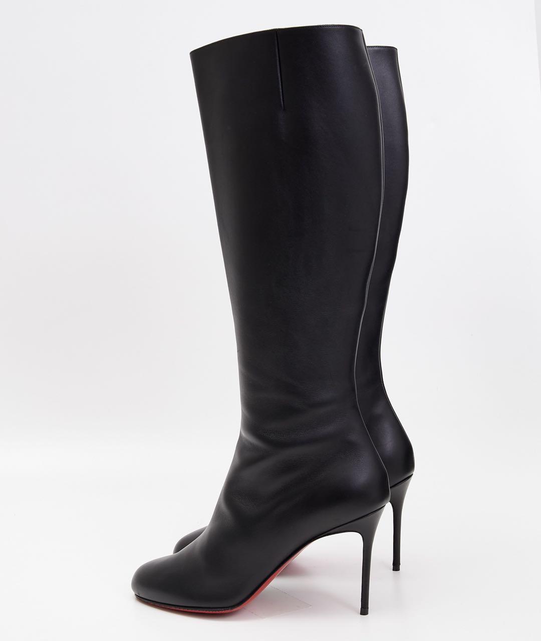 CHRISTIAN LOUBOUTIN Черные кожаные сапоги, фото 5