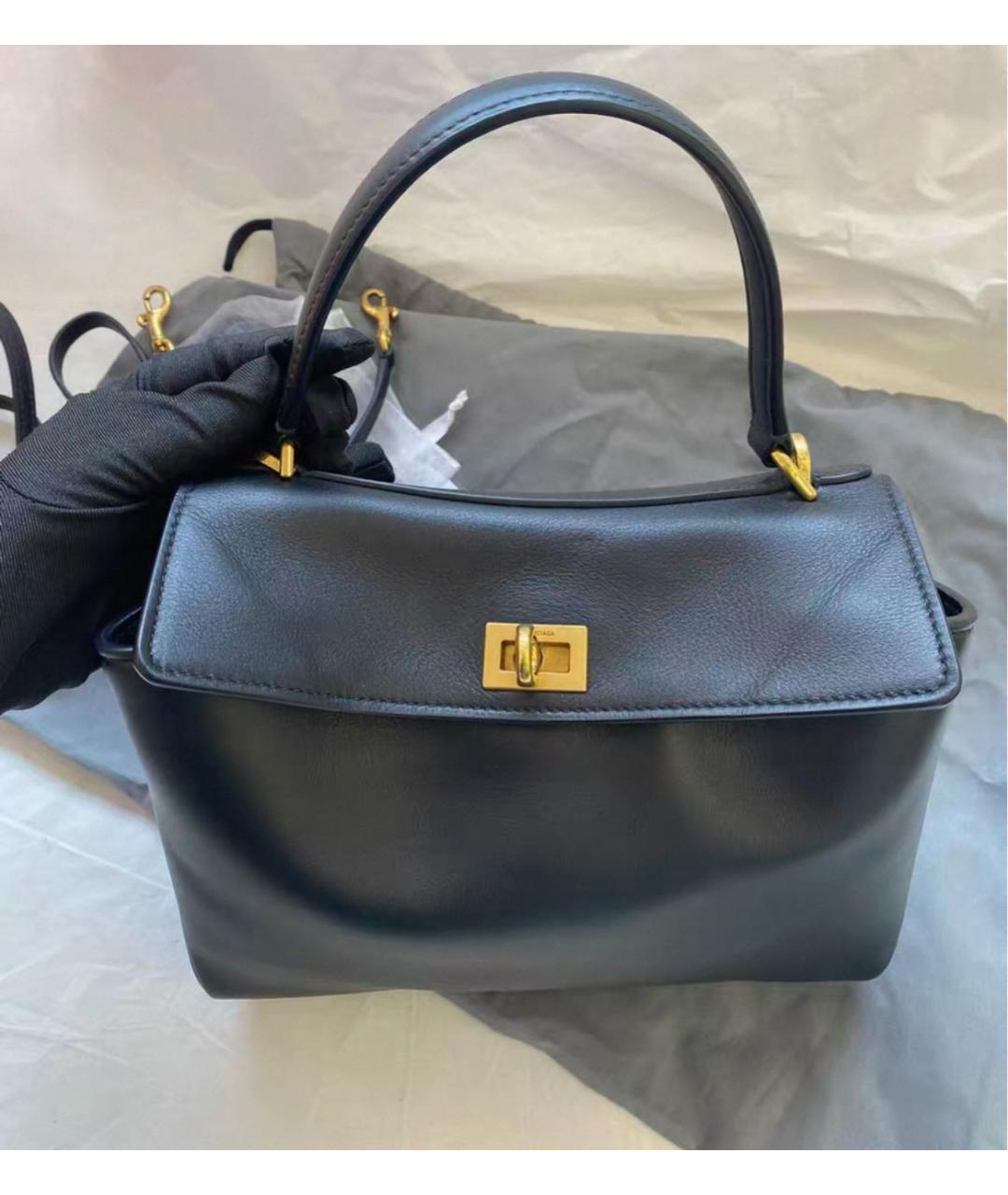 BALENCIAGA Черная кожаная сумка через плечо, фото 2