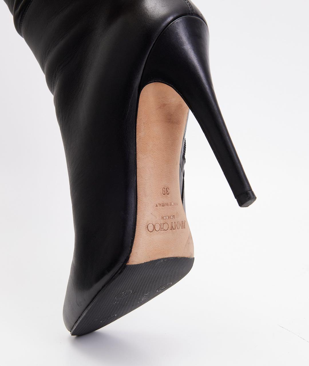 JIMMY CHOO Черные кожаные сапоги, фото 4