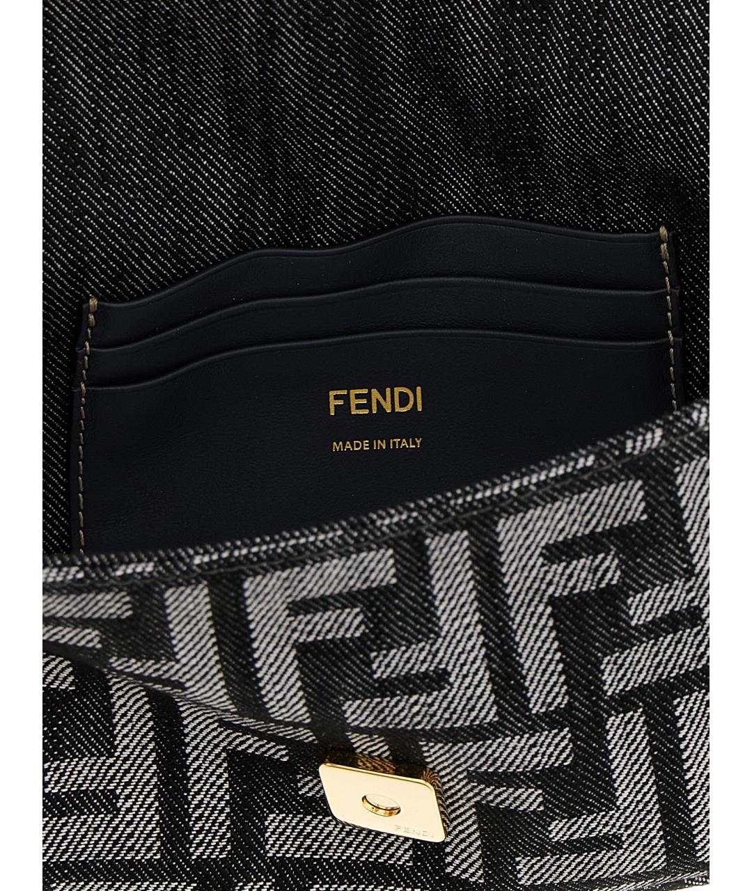 FENDI Черная синтетическая сумка через плечо, фото 4