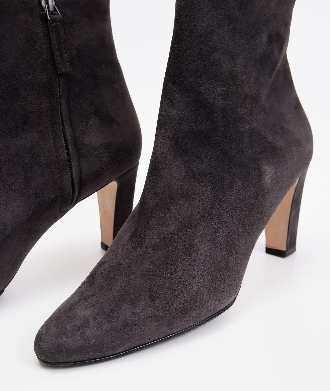 MANOLO BLAHNIK Серые замшевые ботильоны, фото 4