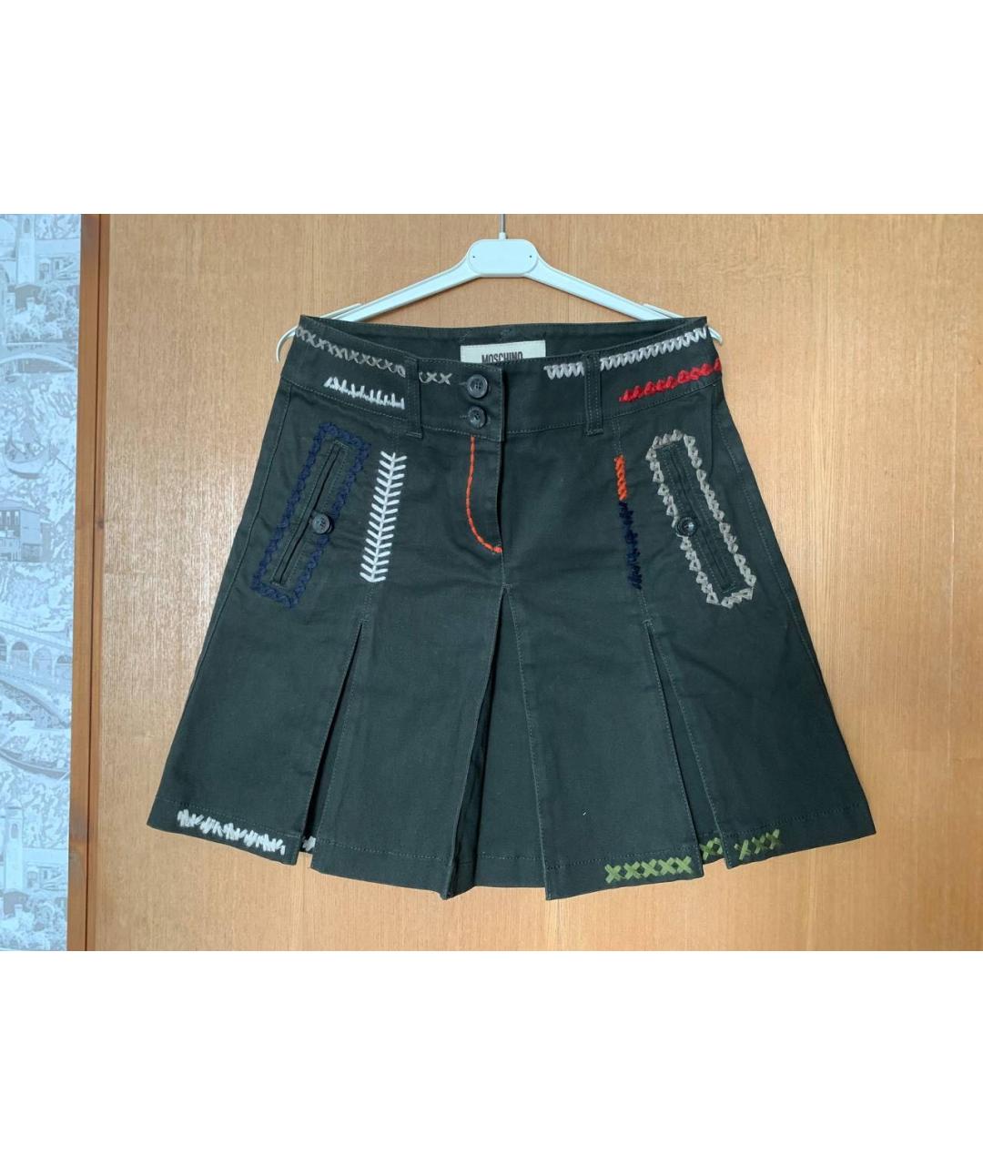 MOSCHINO Антрацитовая деним юбка мини, фото 4