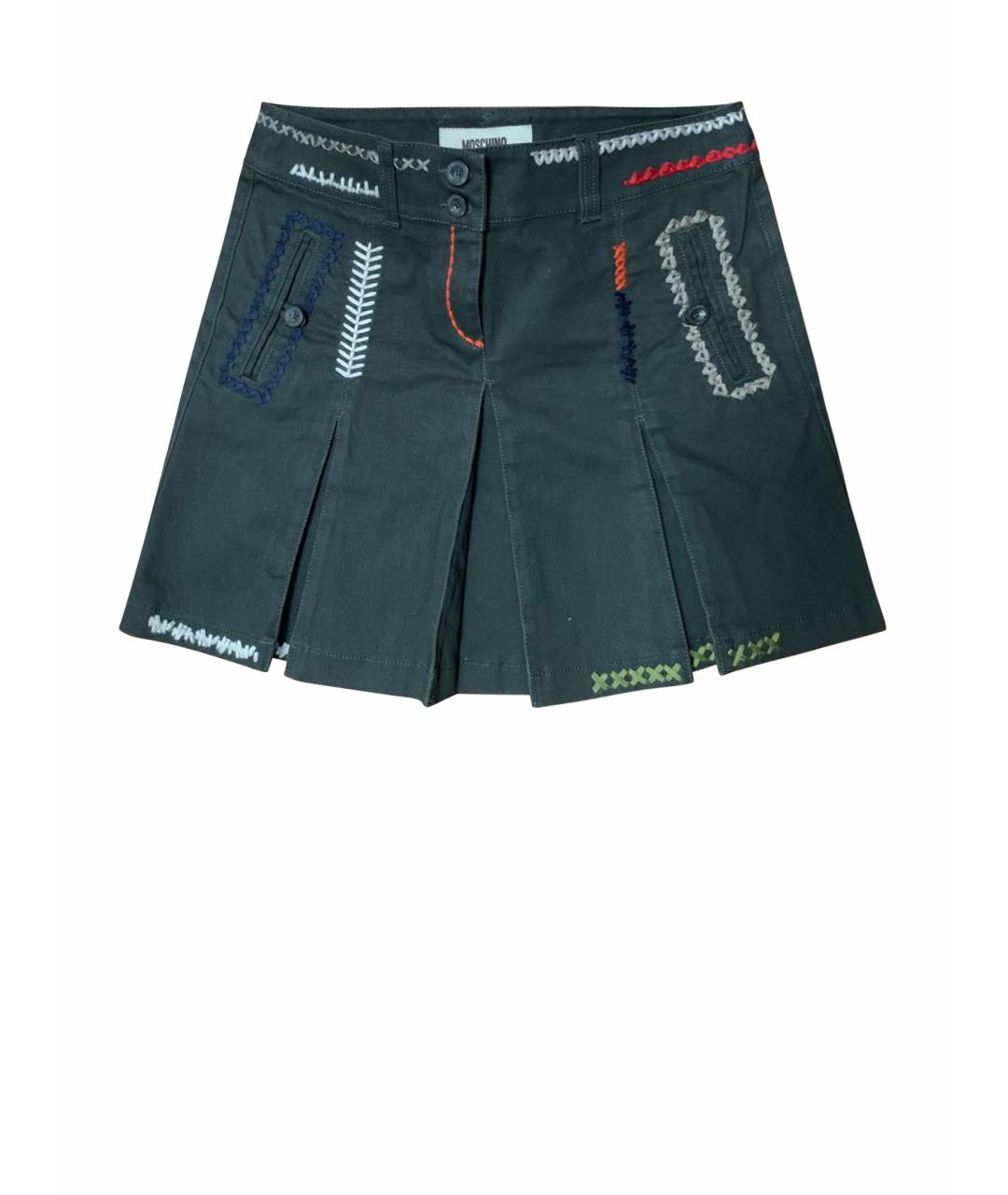 MOSCHINO Антрацитовая деним юбка мини, фото 1