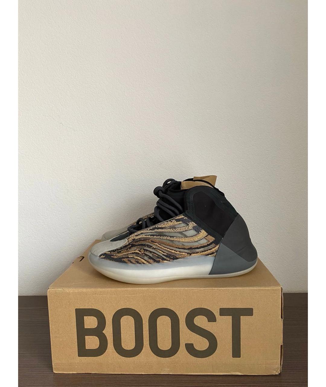 ADIDAS YEEZY Коричневые текстильные высокие кроссовки / кеды, фото 4