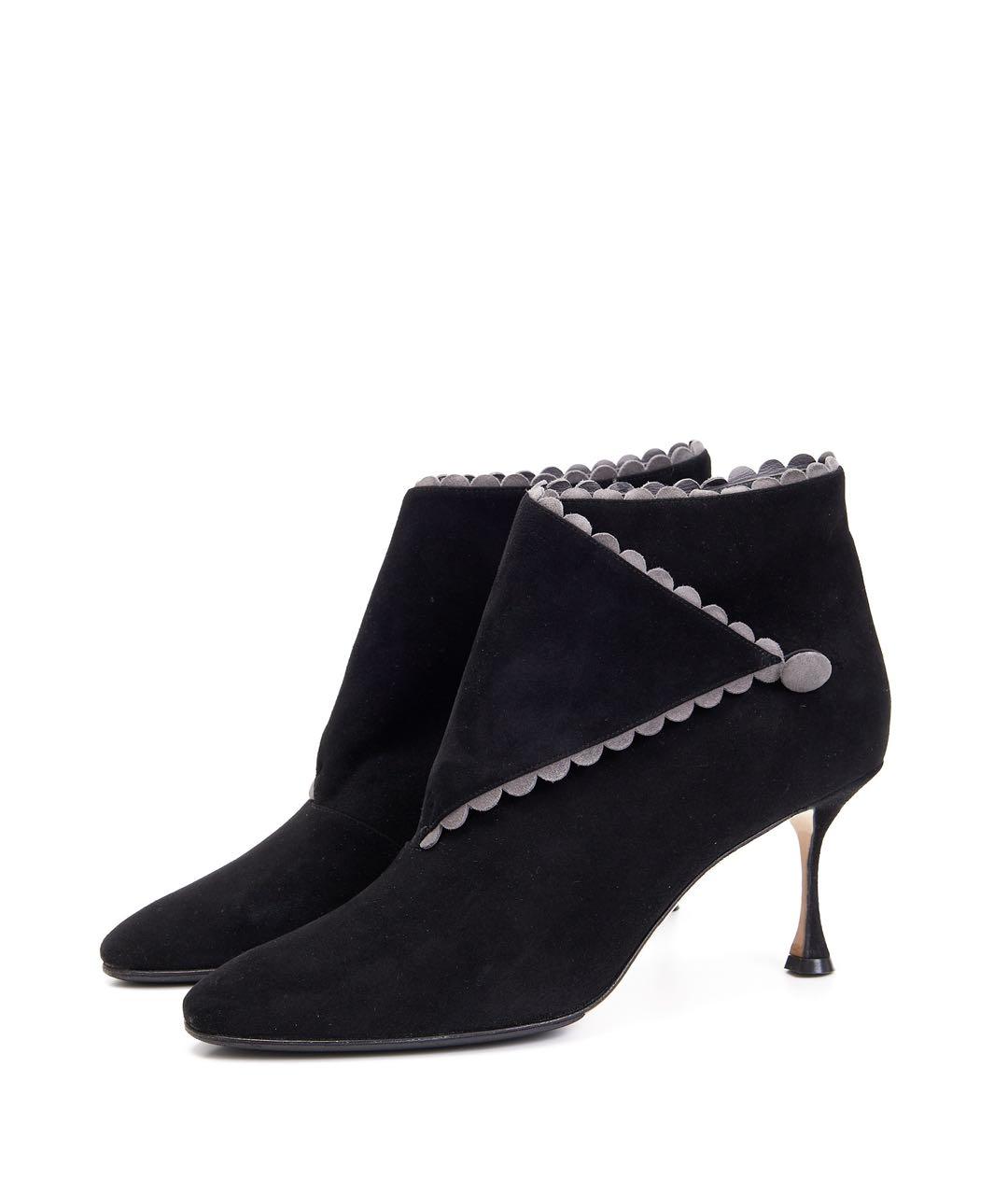 MANOLO BLAHNIK Черные замшевые ботильоны, фото 3