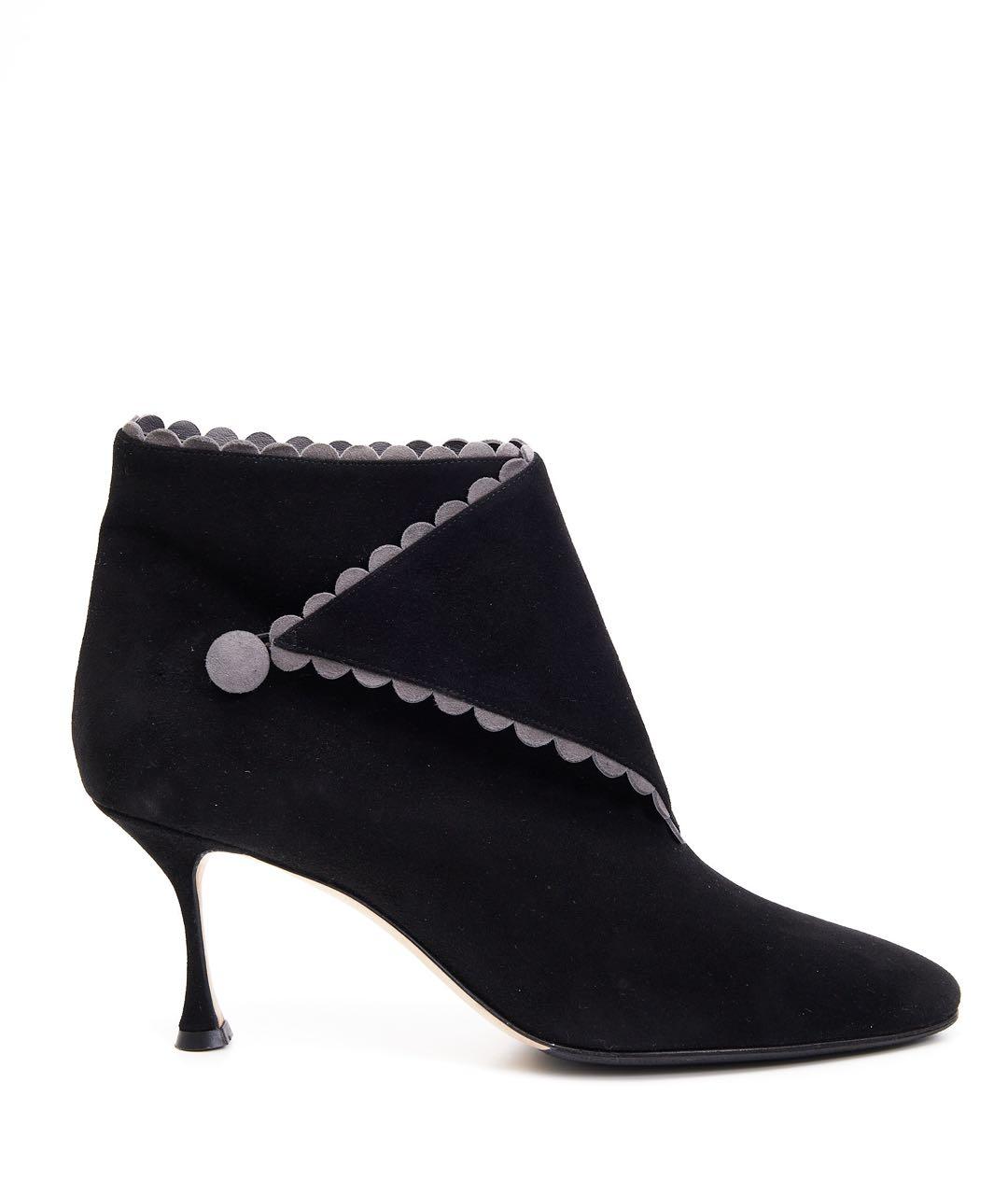 MANOLO BLAHNIK Черные замшевые ботильоны, фото 7