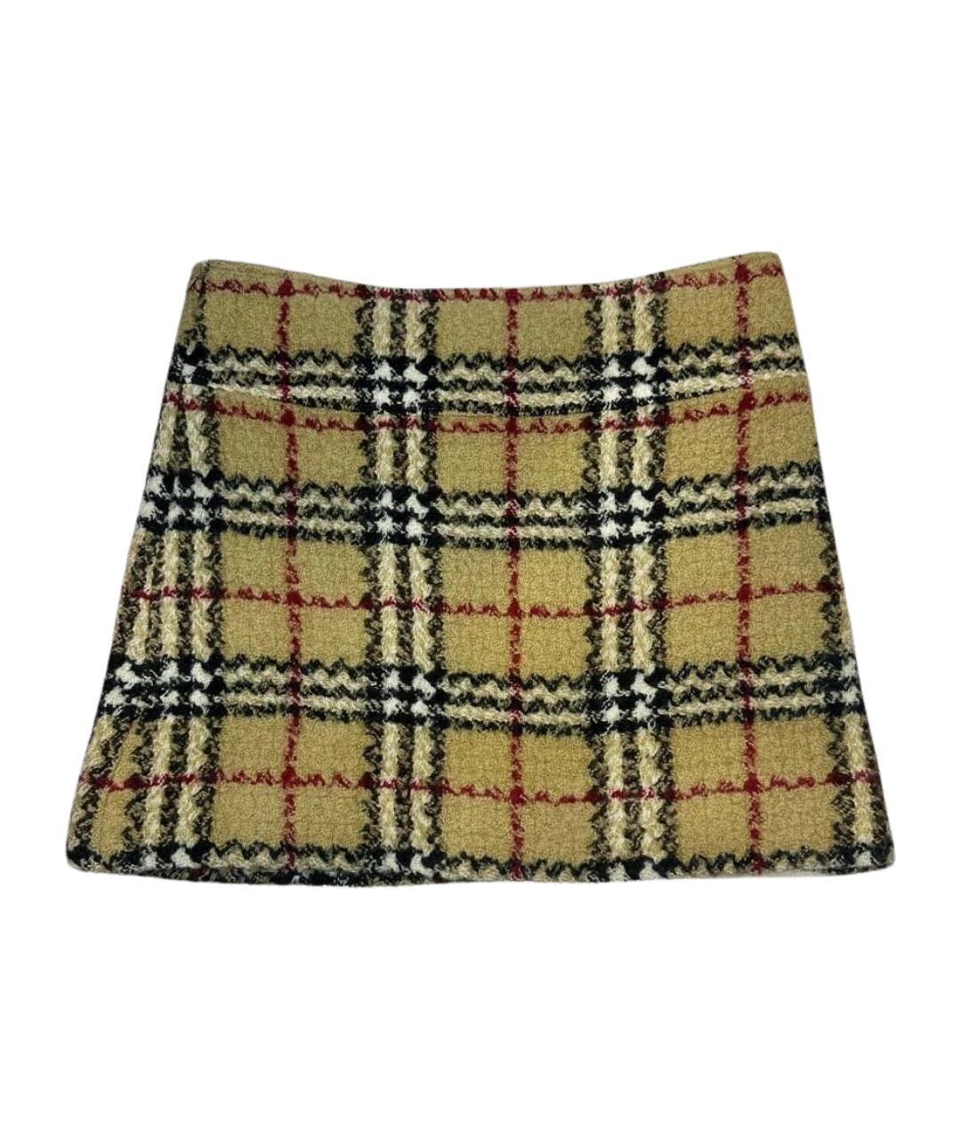 BURBERRY Мульти шерстяная юбка мини, фото 1