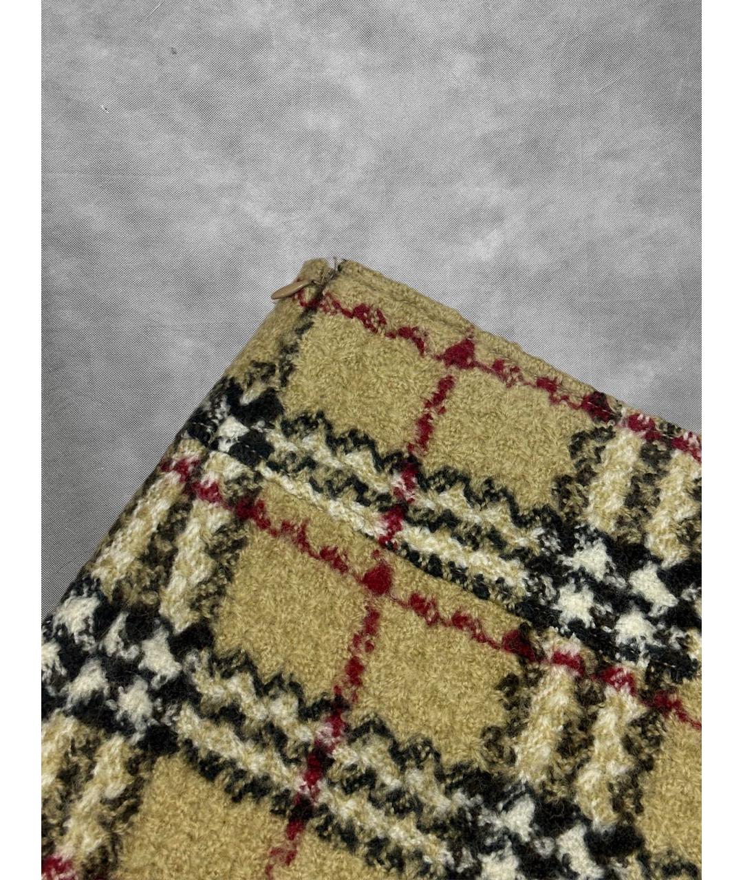 BURBERRY Мульти шерстяная юбка мини, фото 4
