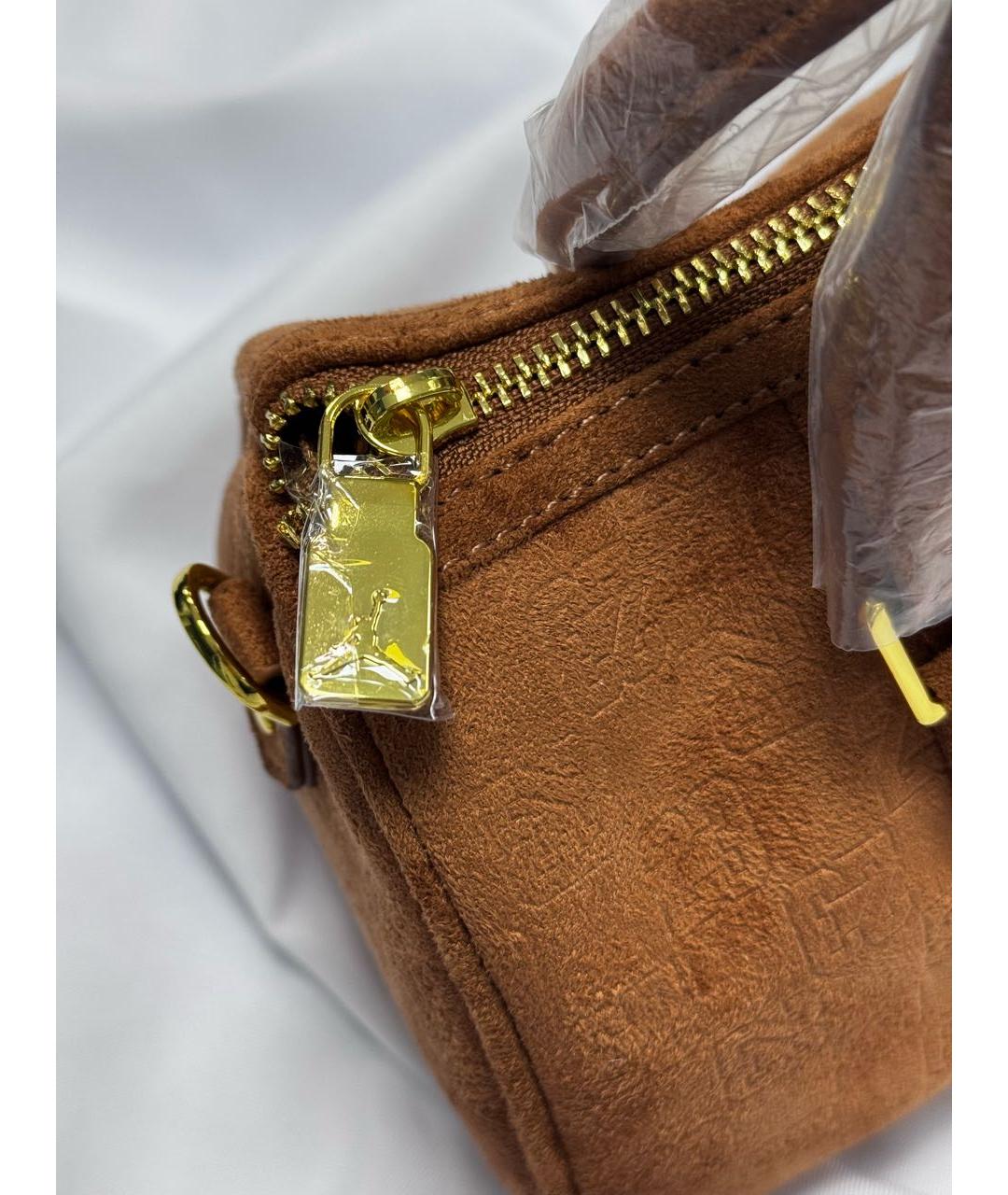 JORDAN Коричневая замшевая сумка через плечо, фото 5