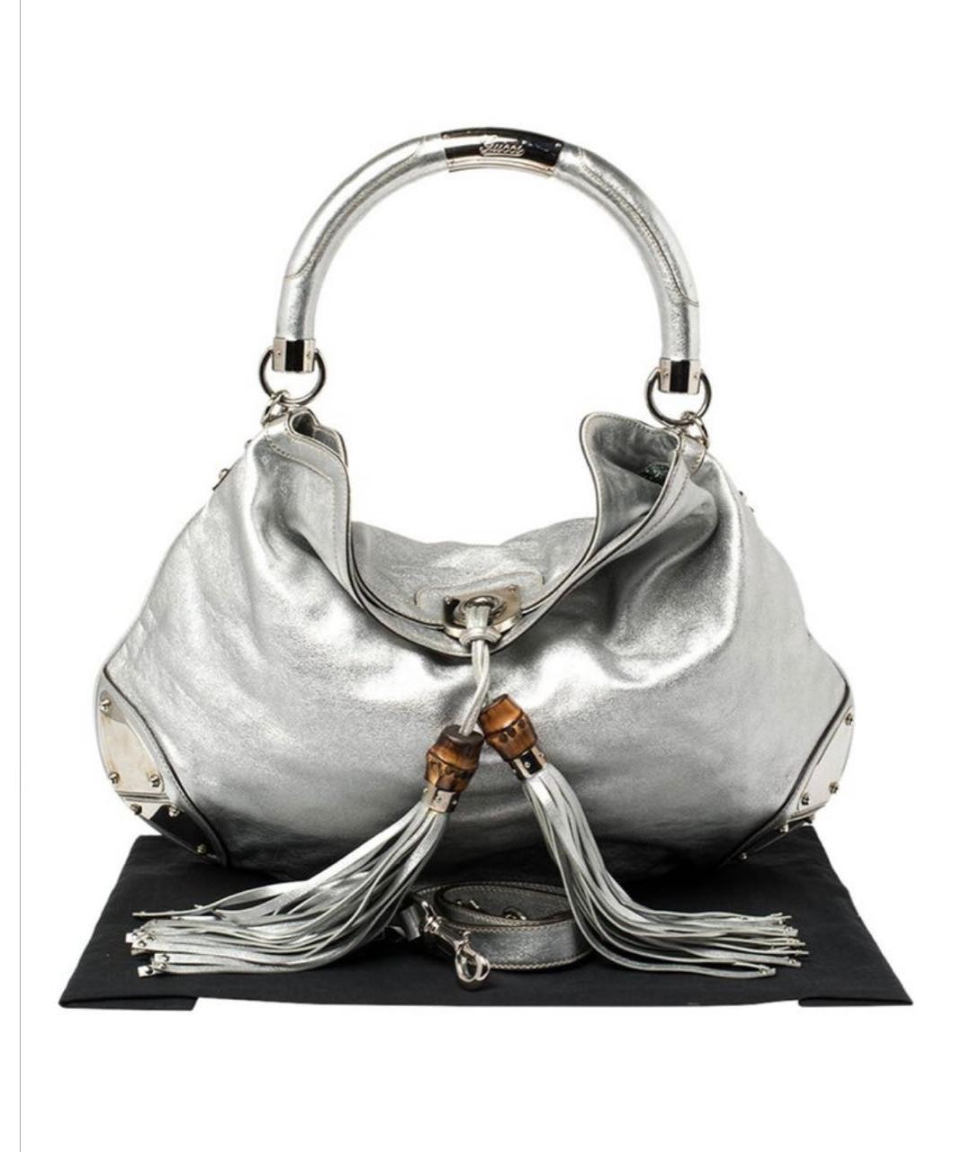 GUCCI Серебряная кожаная сумка через плечо, фото 8