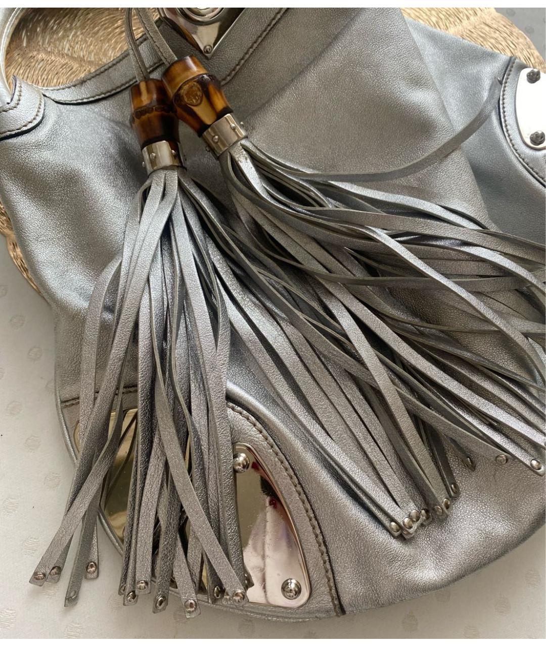 GUCCI Серебряная кожаная сумка через плечо, фото 4