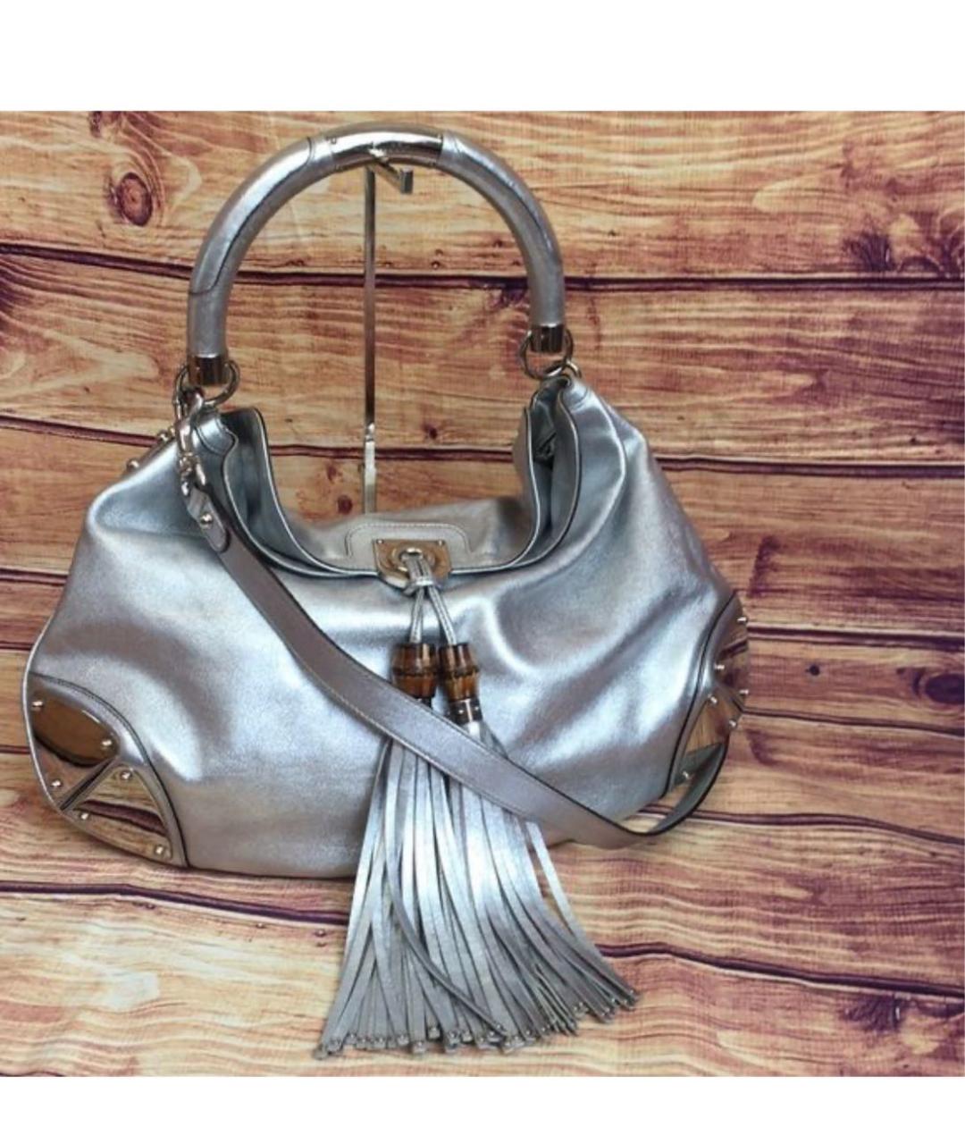 GUCCI Серебряная кожаная сумка через плечо, фото 2