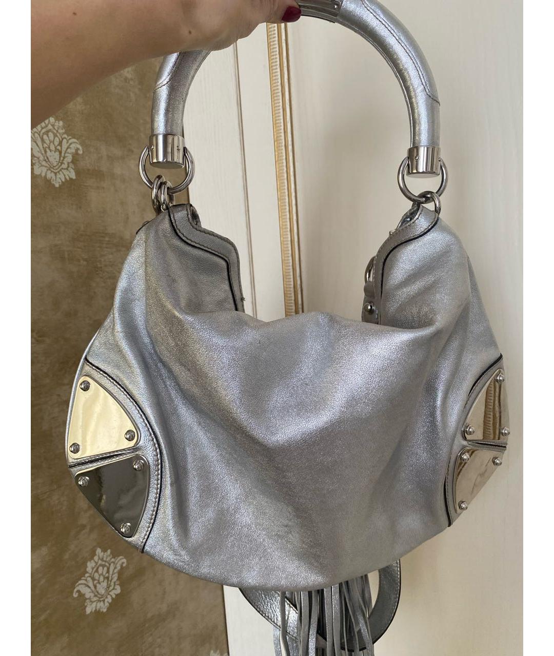 GUCCI Серебряная кожаная сумка через плечо, фото 7