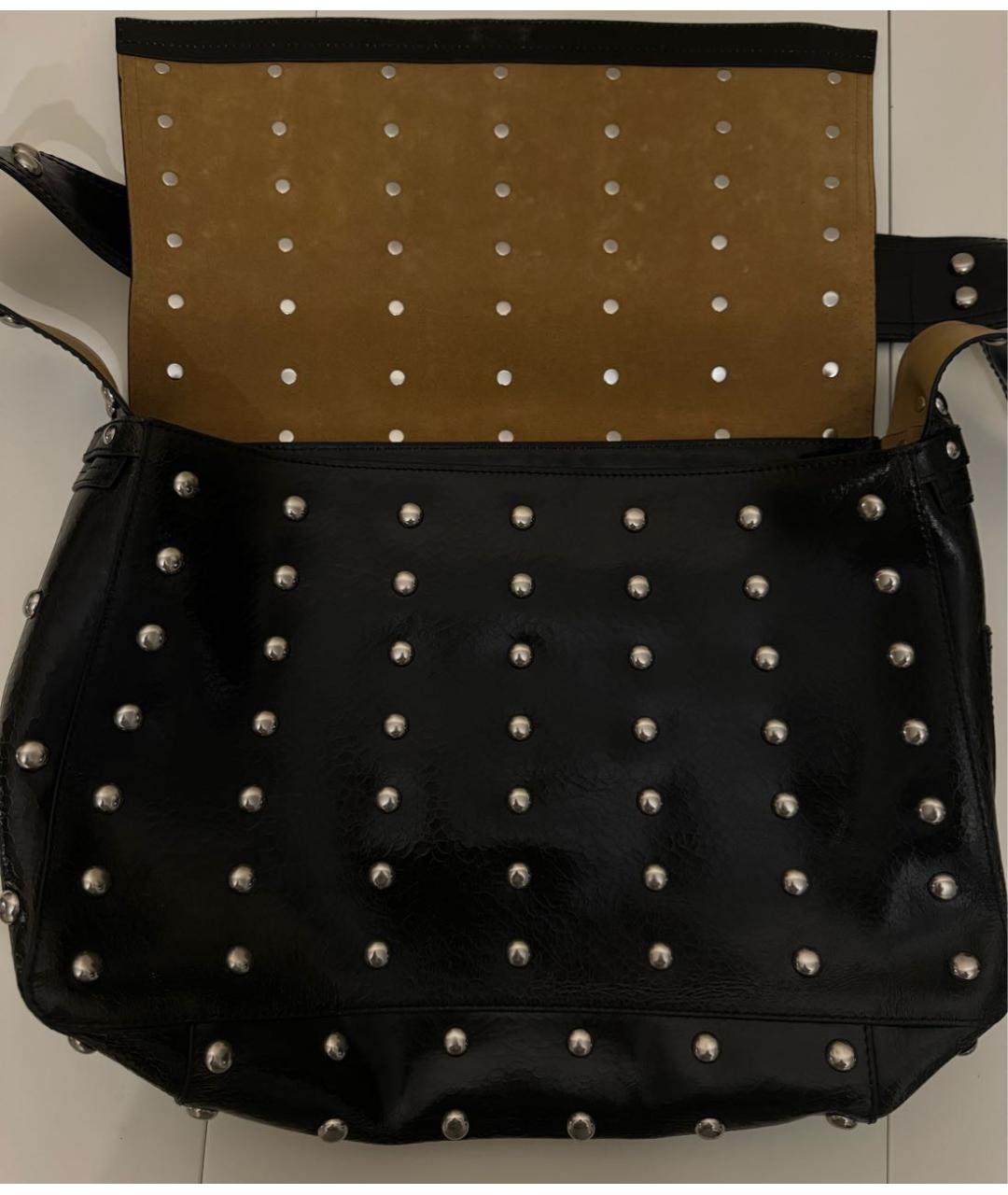 ALEXANDER MCQUEEN Черная сумка на плечо из лакированной кожи, фото 6