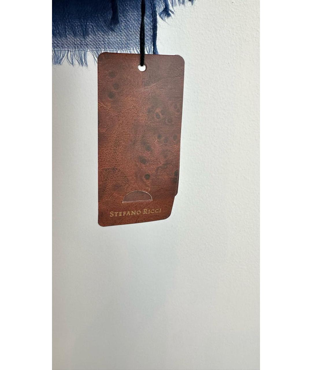 STEFANO RICCI Синий кашемировый шарф, фото 3